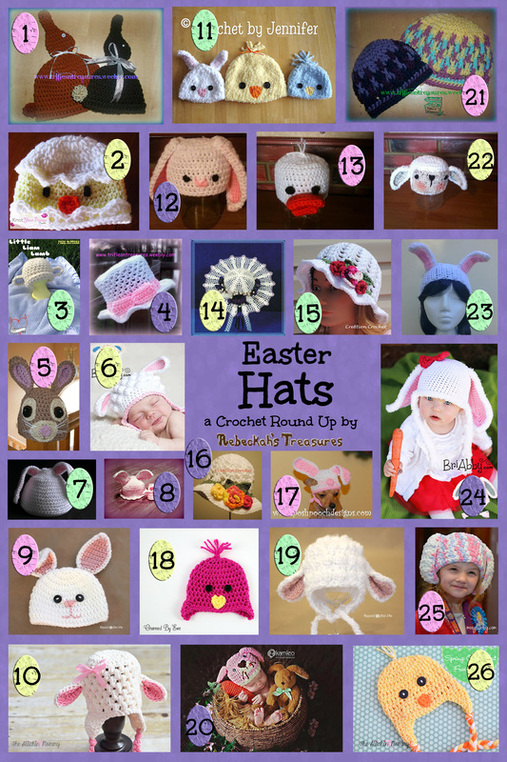 Easter Hats Crochet Pattern Round Up via @beckastreasures