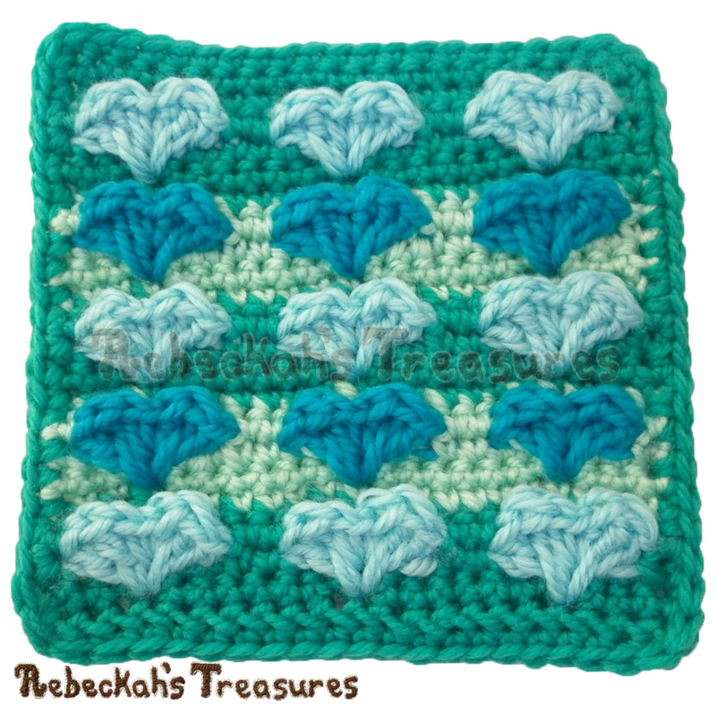 Sweetheart Kisses Afghan Square | FREE crochet pattern via @beckastreasures | Add this precious square to your favourite home decor and love projects! #hearts #valentines #crochet