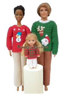 Fashion Doll Family Christmas Sweater Crochet Pattern