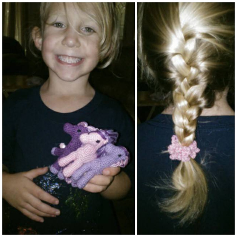 Happy Gift Receiver of Crochet Ponies and Little Girl Scrunchies!