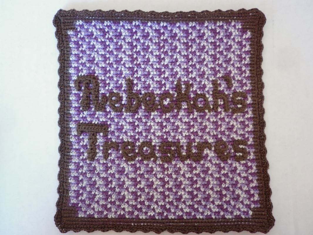 Crocheting Rebeckah's Treasures' Logo - Starting to pop out the letters
