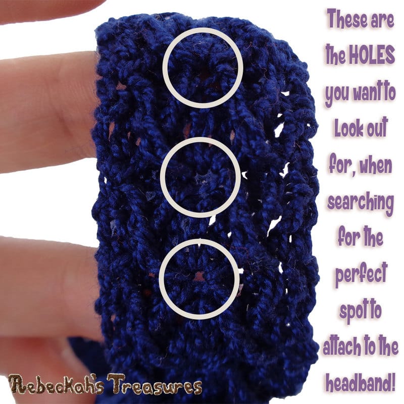 Where to ATTACH the Appliques - WIP Picture 1 | Criss Cross Diamonds Headband by @beckastreasures | Limited Time Free Crochet Patterns for A Designer's Potpourri Year-Long CAL with @countrywillow12, @crochetmemories, @Sherrys2boyz & @ArtofaDG | #headband #crochet #pattern #holidaygift #stashbuster | Join today!