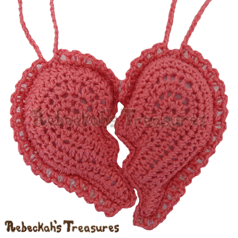 Looks pretty WS up too! | Dusty Rose Jumbo Broken Hearts Necklace Set Story | A Crochet Pattern by @beckastreasures for @getstuffed | Is it an amigurumi or an appliqué? Will it be a necklace, a fob or a pillow? Are the hearts separated to share with your besties or kept whole to show broken hearts can be mended? YOU get to decide!!! | #crochet #pattern #brokenheart #valentine #heart #amigurumi #appliqué #necklace #fob #pillow