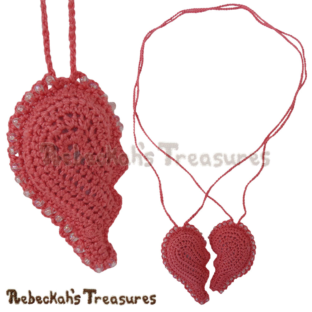 Left Heart Half CLOSE-UP with BOTH Heart Halves Together RS-up! | Dusty Rose Jumbo Broken Hearts Necklace Set Story | A Crochet Pattern by @beckastreasures for @getstuffed | Is it an amigurumi or an appliqué? Will it be a necklace, a fob or a pillow? Are the hearts separated to share with your besties or kept whole to show broken hearts can be mended? YOU get to decide!!! | #crochet #pattern #brokenheart #valentine #heart #amigurumi #appliqué #necklace #fob #pillow