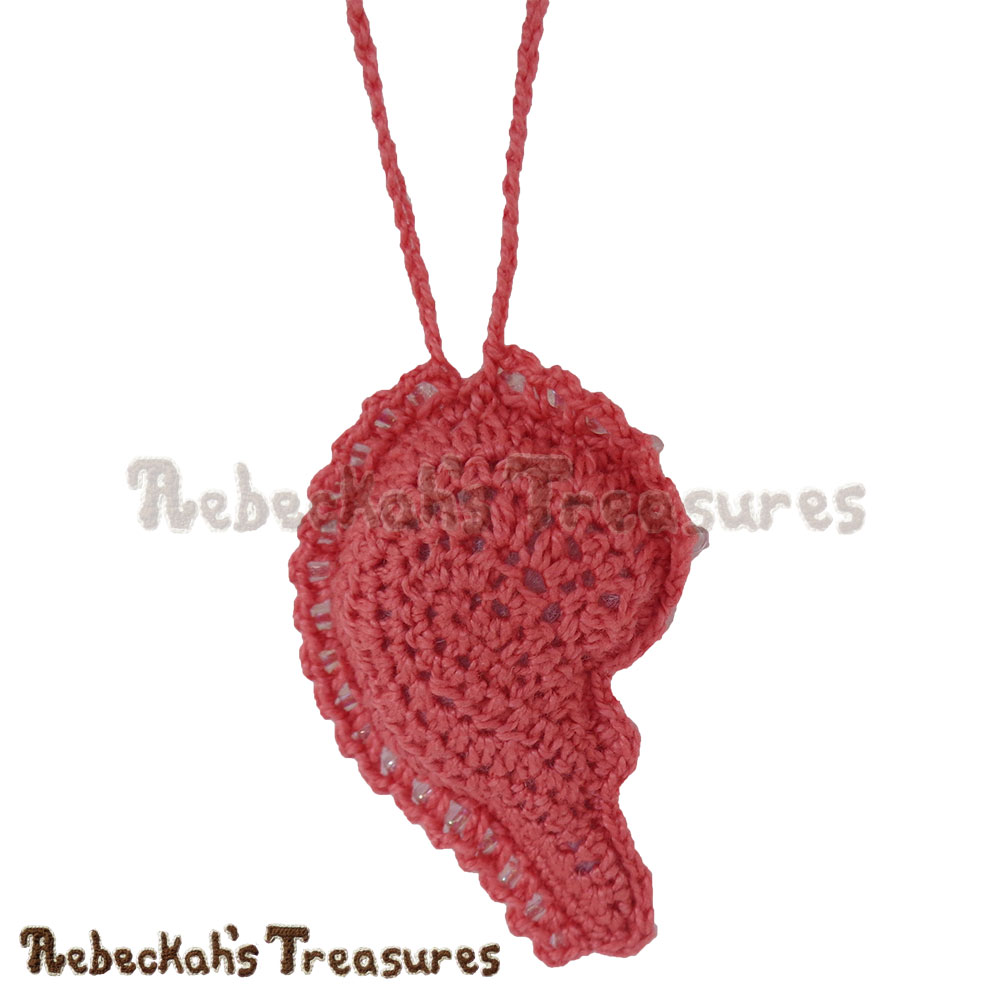 Right Heart Half CLOSE-UP - WS! | Dusty Rose Jumbo Broken Hearts Necklace Set Story | A Crochet Pattern by @beckastreasures for @getstuffed | Is it an amigurumi or an appliqué? Will it be a necklace, a fob or a pillow? Are the hearts separated to share with your besties or kept whole to show broken hearts can be mended? YOU get to decide!!! | #crochet #pattern #brokenheart #valentine #heart #amigurumi #appliqué #necklace #fob #pillow