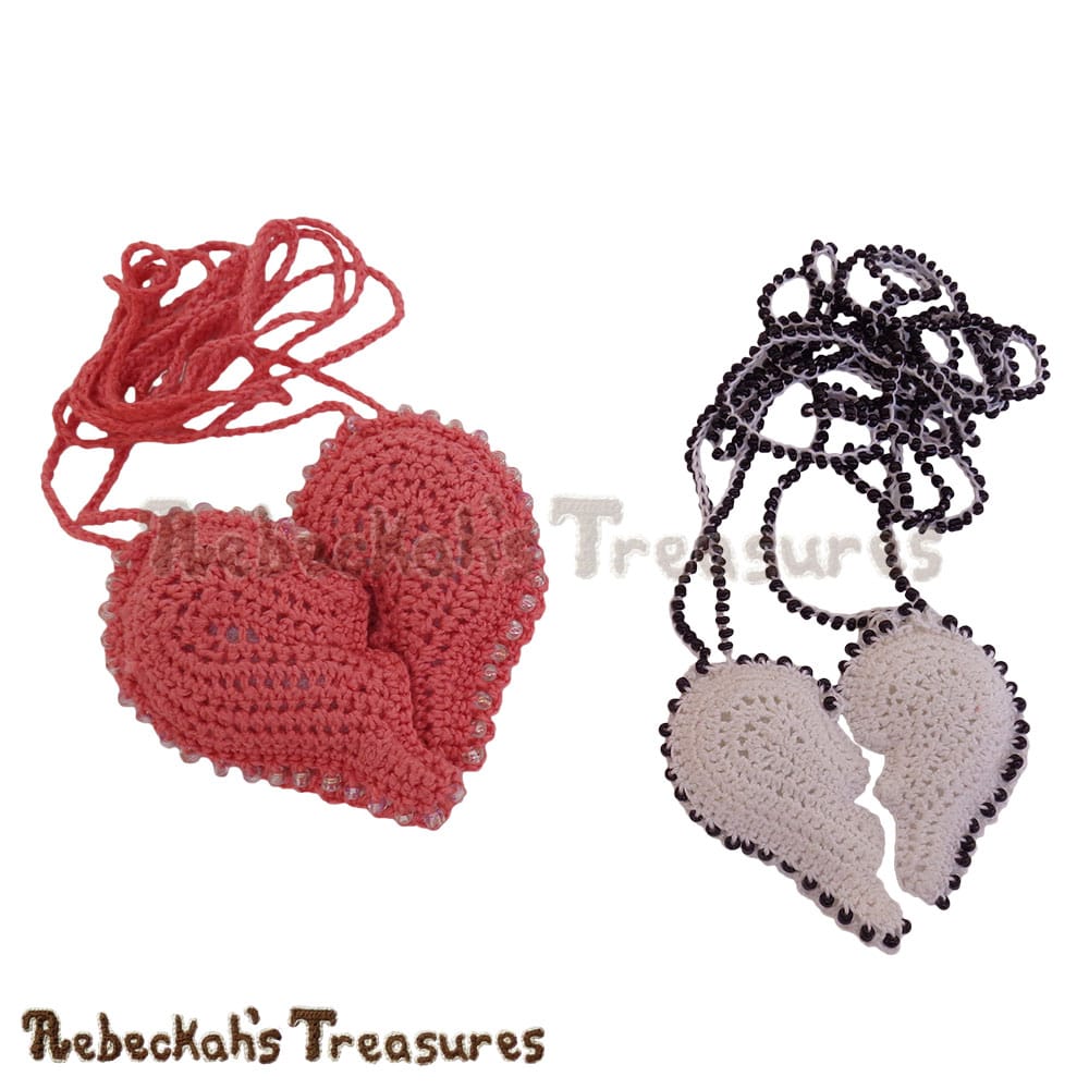 2 Broken Heart Necklaces! | Crochet Pattern by @beckastreasures for @getstuffed! | Will it be an amigurumi or an appliqué? Will it be a necklace, a fob or a pillow? Will the hearts be separated to share with your besties or kept whole to show broken hearts can be mended? YOU get to decide!!! | Available exclusively in #GetStuffedMagazine - the January 2017 issue - Get your copy today! | #crochet #pattern #brokenheart #valentine #heart #amigurumi #appliqué #necklace #fob #pillow