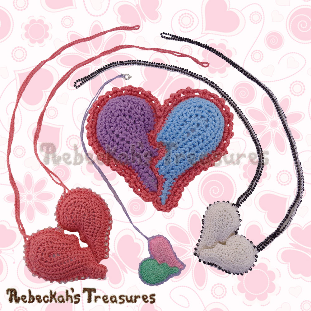 ALL the Broken Hearts! | Dusty Rose Jumbo Broken Hearts Necklace Set Story | A Crochet Pattern by @beckastreasures for @getstuffed | Is it an amigurumi or an appliqué? Will it be a necklace, a fob or a pillow? Are the hearts separated to share with your besties or kept whole to show broken hearts can be mended? YOU get to decide!!! | #crochet #pattern #brokenheart #valentine #heart #amigurumi #appliqué #necklace #fob #pillow