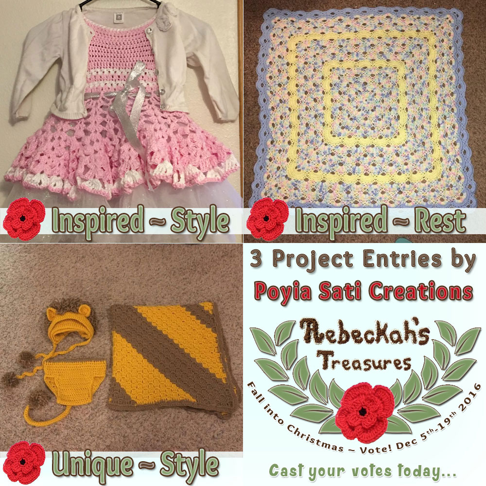Meet Poyia Sati Creations! | Fall into Christmas 2016 - Contestants with names P-W via @beckastreasures! | Get to know more about her entries, if they have patterns and where they can be found. | Vote for your favourites from Dec. 5th-19, 2016! | #fallintochristmas2016 #crochetcontest #meetthecontestants