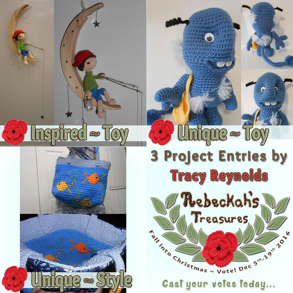 Meet Tracy Reynolds! | Fall into Christmas 2016 - Contestants with names P-W via @beckastreasures! | Get to know more about her entries, if they have patterns and where they can be found. | Vote for your favourites from Dec. 5th-19, 2016! | #fallintochristmas2016 #crochetcontest #meetthecontestants