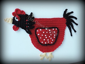 Rooster Potholder Decor | 2017 Year of the Rooster Crochet Pattern Round Up by @beckastreasures with #TeriCrewsDesigns