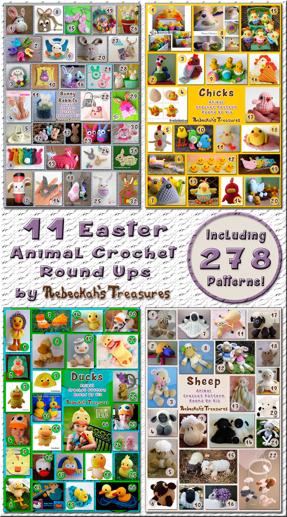 11 Easter Animal Crochet Round Ups by @beckastreasures!