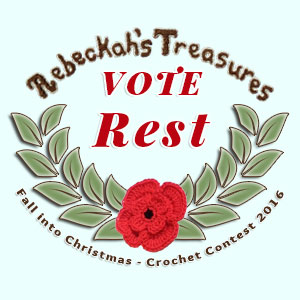 VOTE REST in the Fall into Christmas 2016 crochet contest via @beckastreasures! | Help your favourites win these awesome prizes. | Up to 5 votes daily! Vote here: https://goo.gl/89N8Jd #fallintochristmas2016