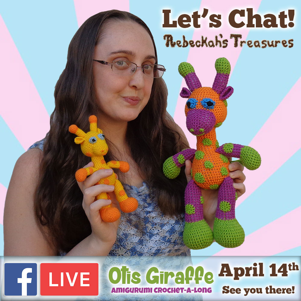 Let's chat! JOIN me for #FacebookLIVE at #RebeckahsTreasures to discuss the #Otis #Giraffe - #Amigurumi Crochet-A-Long by @beckastreasures | #OtisGiraffeCAL Part 4: BODY | #crochet #pattern #CAL | See you there - #Friday, #April 14th, 2017!