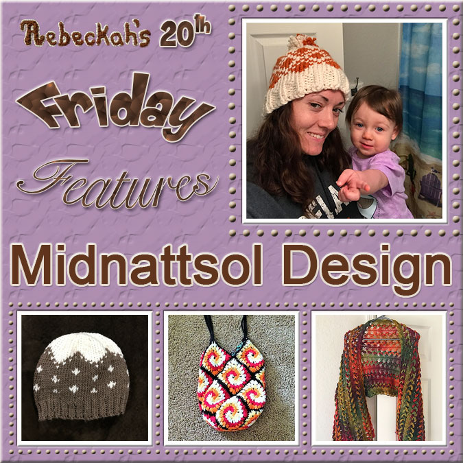 Meet Amanda Flock from Midnattsol Design! | Friday Feature #20 via @beckastreasures with  #MidnattsolDesign | See 3 #crochet + #knit pattern features we all love and get to know her more! | See the latest designer features here: https://goo.gl/UIvoYx OR SIGN UP to get featured at Rebeckah's Treasures here: https://goo.gl/xjDP52