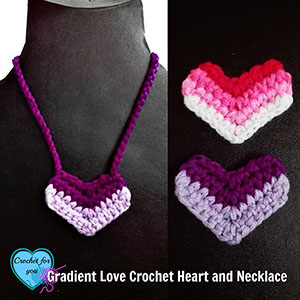 Gradient Love Heart / Necklace by @erangi_udeshika | via I Heart Jewels & Hair - A LOVE Round Up by @beckastreasures | #crochet #pattern #hearts #kisses #valentines #love