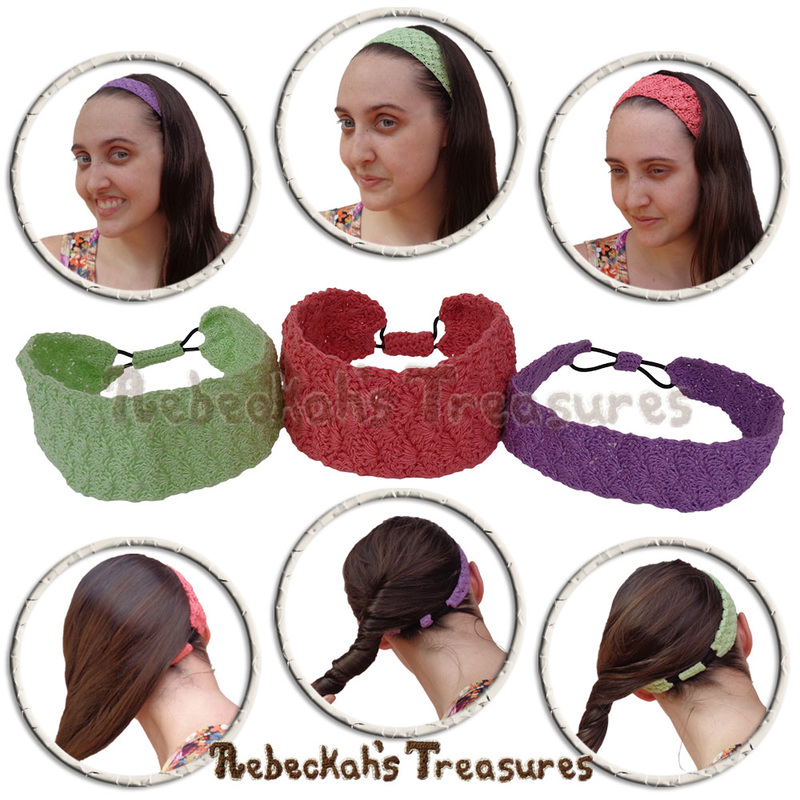 ALL 3 Sizes on ME! | Adjustable Shells Headband by @beckastreasures | Limited Time Free Crochet Pattern for A Designer's Potpourri Year-Long CAL with @countrywillow12, @crochetmemories, @Sherrys2boyz & @ArtofaDG | #headband #crochet #pattern #shells #holidaygift #stashbuster | Join today!