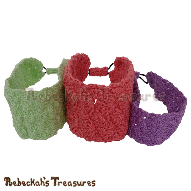 ALL 3 scrunched side-by-side! | Adjustable Shells Headband by @beckastreasures | Limited Time Free Crochet Pattern for A Designer's Potpourri Year-Long CAL with @countrywillow12, @crochetmemories, @Sherrys2boyz & @ArtofaDG | #headband #crochet #pattern #shells #holidaygift #stashbuster | Join today!