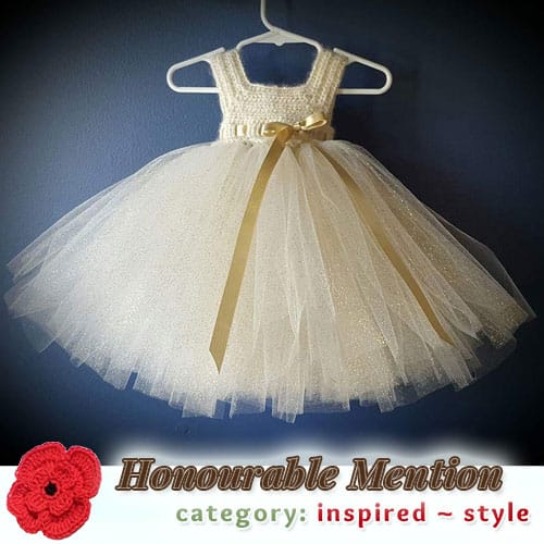 Gold Sparkle Tutu Dress | STYLE Category - Honourable Mention (more than 100 votes) at @beckastreasures | Fall into Christmas Crochet Contest 2016 (October 30th - December 21st)