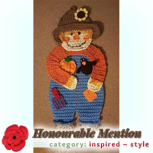 Scarecrow Delight Wallhanging | STYLE Category - Honourable Mention (more than 100 votes) at @beckastreasures | Fall into Christmas Crochet Contest 2016 (October 30th - December 21st)