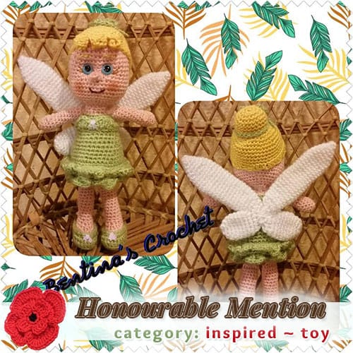 Magical Thread Treasures Tinkerbell | TOY Category - Honourable Mention (more than 100 votes) at @beckastreasures | Fall into Christmas Crochet Contest 2016 (October 30th - December 21st)