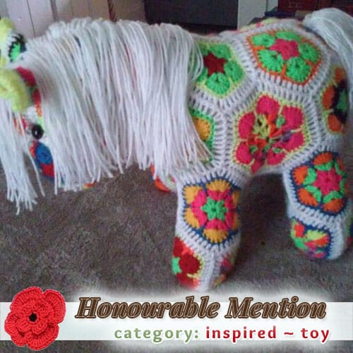 Birthday Horse | TOY Category - Honourable Mention (more than 100 votes) at @beckastreasures | Fall into Christmas Crochet Contest 2016 (October 30th - December 21st)