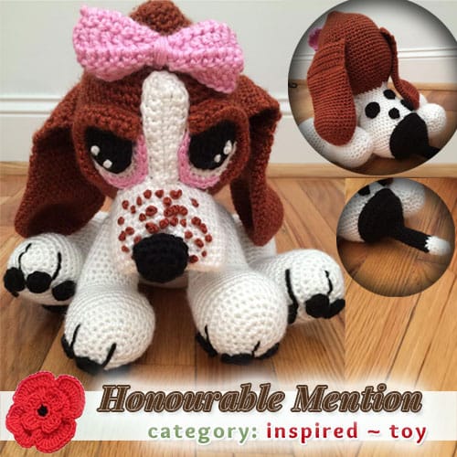 Ellie the Basset Hound | TOY Category - Honourable Mention (more than 100 votes) at @beckastreasures | Fall into Christmas Crochet Contest 2016 (October 30th - December 21st)