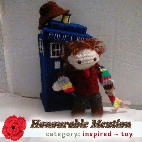 4th Dr with Tardis | TOY Category - Honourable Mention (more than 100 votes) at @beckastreasures | Fall into Christmas Crochet Contest 2016 (October 30th - December 21st)