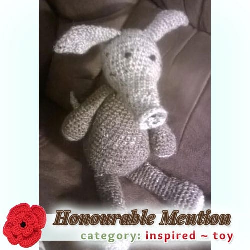 Winston the Aardvark | TOY Category - Honourable Mention (more than 100 votes) at @beckastreasures | Fall into Christmas Crochet Contest 2016 (October 30th - December 21st)