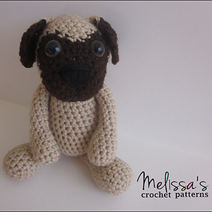 Pugsley the Pug Puppy - Crochet Pattern by @melissaspattrns | Featured at Melissa's Crochet Patterns - Sponsor Spotlight Round Up via @beckastreasures | #fallintochristmas2016 #crochetcontest #spotlight #crochet #roundup