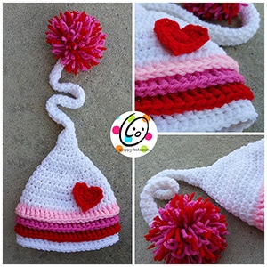 Jazlyn Hat by @SnappyTots | via I Heart Hats - A LOVE Round Up by @beckastreasures | #crochet #pattern #hearts #kisses #valentines #love