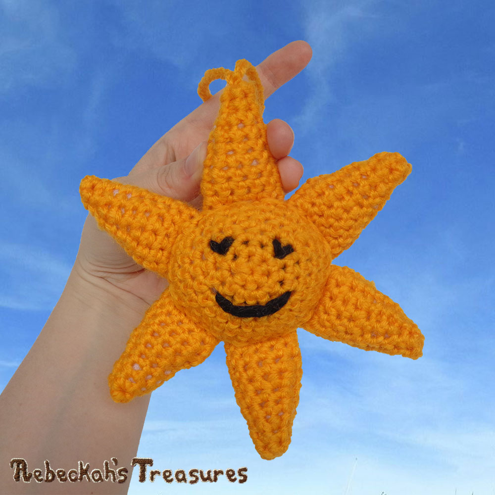 My Only Sunshine - Yarn Variation in My Hand! | Amigurumi Crochet Pattern by @beckastreasures | Will it be mirror decoration, part of a baby mobile or a special charm? YOU get to decide!!! | | Available to purchase in my #Ravelry & Website shops, or as part of the May 2017 issue of @getstuffed - Get your copy today! | #crochet #pattern #sun #sunshine #amigurumi #GetStuffedMagazine