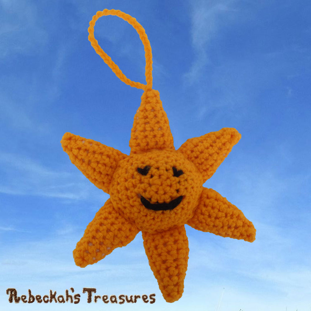 My Only Sunshine - Yarn Variation - Warm Smile! | Amigurumi Crochet Pattern by @beckastreasures | Will it be mirror decoration, part of a baby mobile or a special charm? YOU get to decide!!! | | Available to purchase in my #Ravelry & Website shops, or as part of the May 2017 issue of @getstuffed - Get your copy today! | #crochet #pattern #sun #sunshine #amigurumi #GetStuffedMagazine