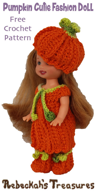Pumpkin Cutie Child Fashion Doll by @beckastreasures | Free Crochet Pattern for A Designer's Potpourri Year-Long CAL with @countrywillow12, @crochetmemories, @Sherrys2boyz & @ArtofaDG | #pumpkin #crochet #barbie #kelly #mattel #doll #autumn | Join today!