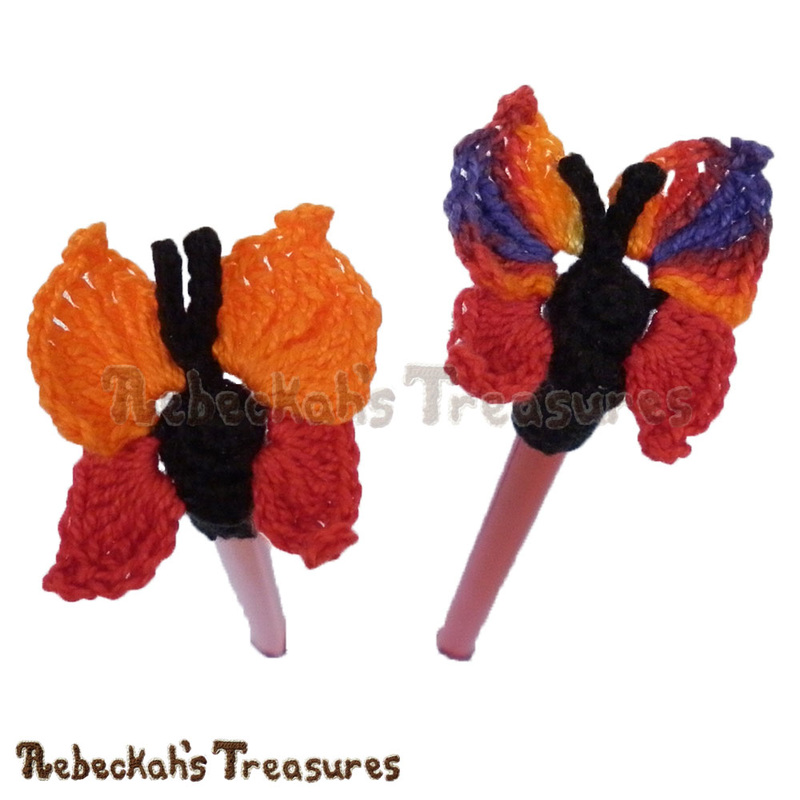 Cute Butterfly Pencil Topper / Finger Puppet | FREE crochet pattern by @beckastreasures via @keep_on_farting | Looking for quick and easy last minute gifts to crochet? Try this Cute Butterfly Pencil Topper pattern. It's fun for all ages and perfect for last-minute gifts or bulk gifting events! #butterfly #crochet #penciltopper #fingerpuppet
