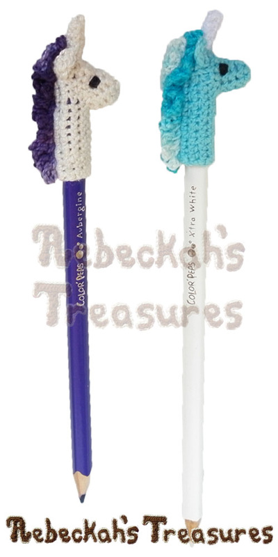 Unicorn Pencil Topper / Finger Puppet | FREE crochet pattern via @beckastreasures | Looking for quick and easy last minute gifts to crochet? Try this adorably sweet Unicorn Pencil Topper pattern. It's fun for all ages and perfect for last-minute gifts or bulk gifting events! #unicorn #crochet #penciltopper #fingerpuppet