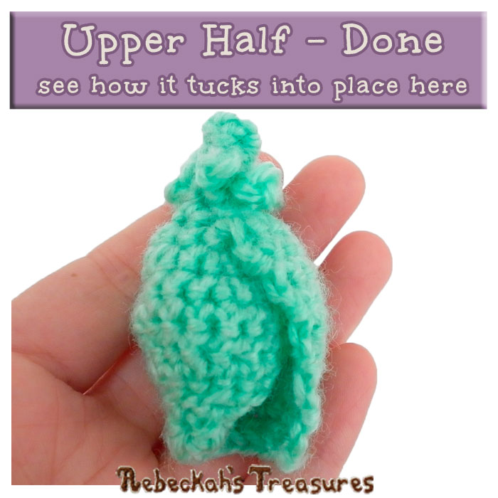 WIP Picture 03 - Upper Half Done | Crocheting the Spiral Conch Shell via @beckastreasures | FREE Crochet Pattern at www.rebeckahstreasures.com! #seashell #crochet #spiralconchshell #shell #treasure