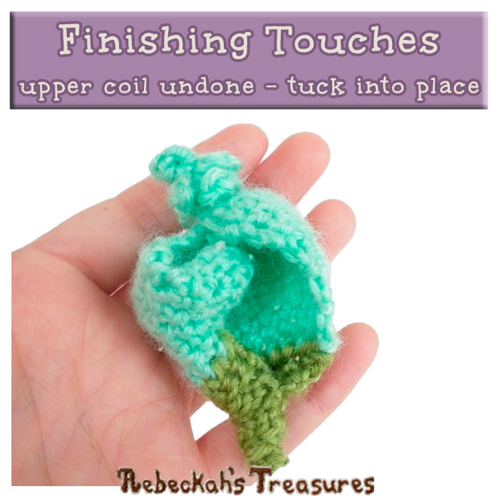 WIP Picture 09 - Finishing Touches Tuck Coil | Crocheting the Spiral Conch Shell via @beckastreasures | FREE Crochet Pattern at www.rebeckahstreasures.com! #seashell #crochet #spiralconchshell #shell #treasure