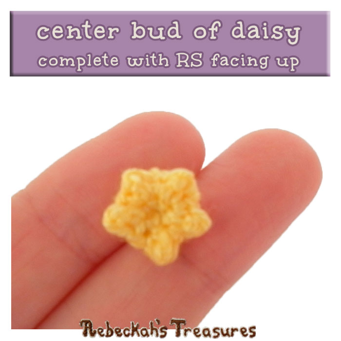 WIP Picture 6 | Center Bud of the Dainty Daisy via @beckastreasures | FREE Pencil Topper / Finger Puppet Crochet Pattern!