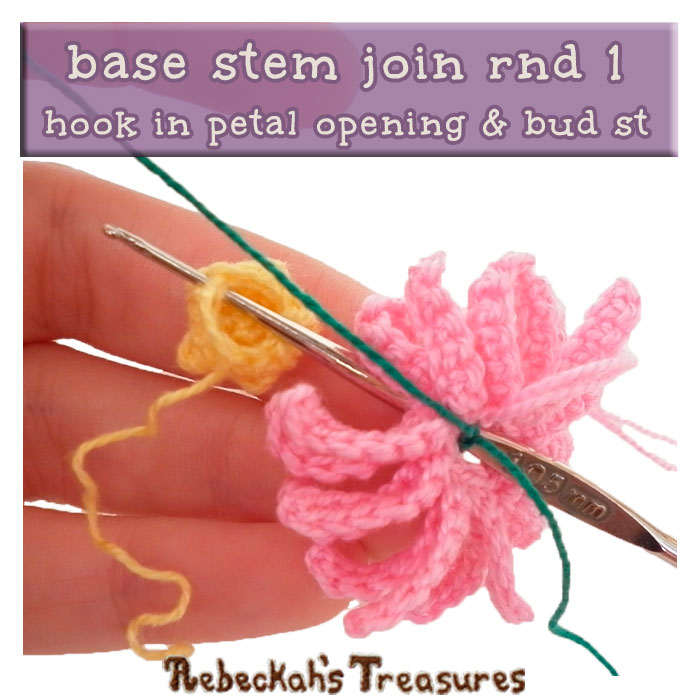 WIP Picture 7 | Crocheting rnd 1 of the Dainty Daisy stem via @beckastreasures | FREE Pencil Topper / Finger Puppet Crochet Pattern!