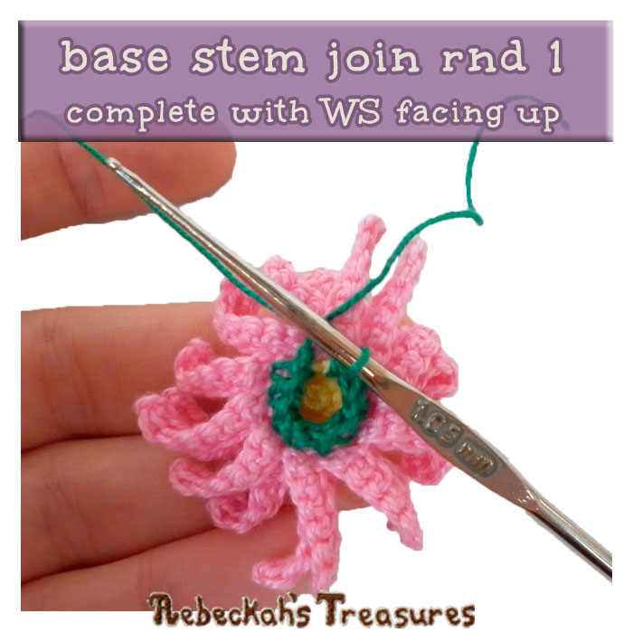 WIP Picture 10 | Crocheting rnd 1 of the Dainty Daisy stem via @beckastreasures | FREE Pencil Topper / Finger Puppet Crochet Pattern!