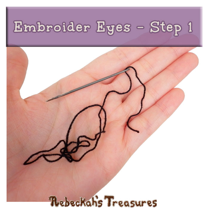 WIP Picture 12 | Embroider Unicorn Eyes via @beckastreasures | FREE Pencil Topper / Finger Puppet Crochet Pattern!