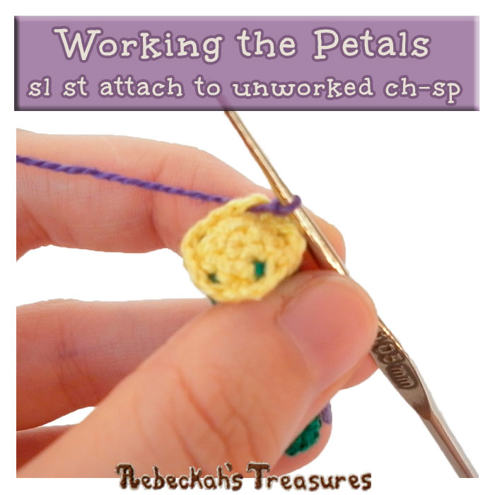 WIP Picture 1 | Crocheting the Basic Flower's Petals via @beckastreasures | FREE Pencil Topper / Finger Puppet Crochet Pattern!