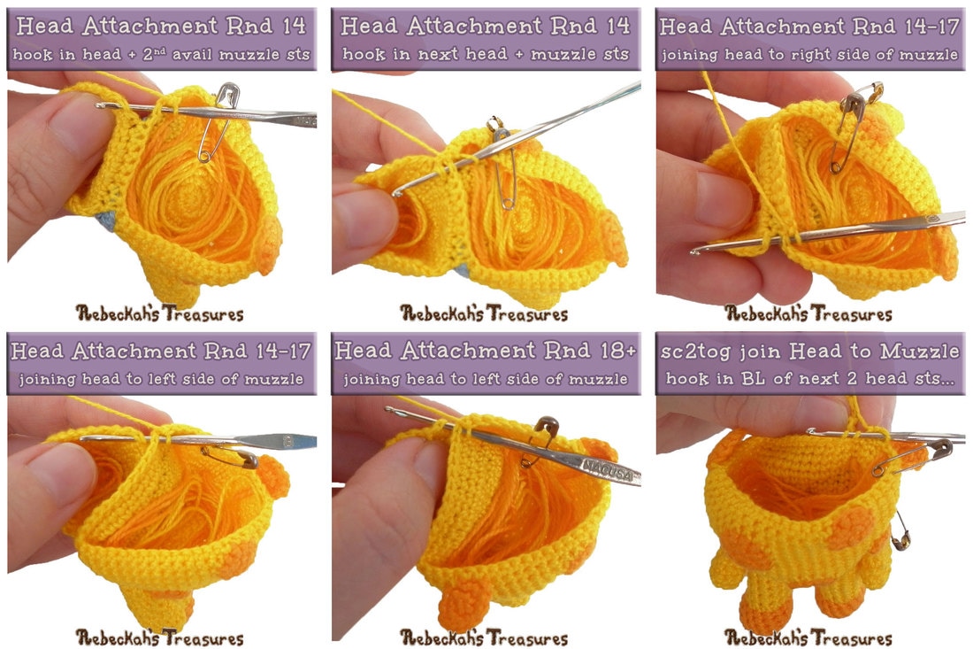 Rnd14-19 - #JoinAsYouGo Tutorial Photos | #Otis #Giraffe - #Amigurumi Crochet-A-Long by @beckastreasures | #OtisGiraffeCAL Part 6: HEAD & FINISHING TOUCHES - Watch the #Video #Tutorial AND #Download the crochet pattern for this part of the #CAL in #English #Dansk #Nederlands #Deutsche #עִברִית #Español & #Svenska! | #crochet #pattern #April #YouTube