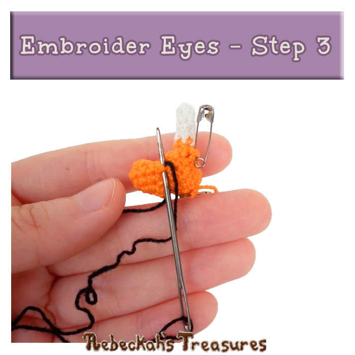 WIP Picture 14 | Embroider Unicorn Eyes via @beckastreasures | FREE Pencil Topper / Finger Puppet Crochet Pattern!