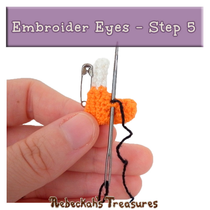 WIP Picture 17 | Embroider Unicorn Eyes via @beckastreasures | FREE Pencil Topper / Finger Puppet Crochet Pattern!