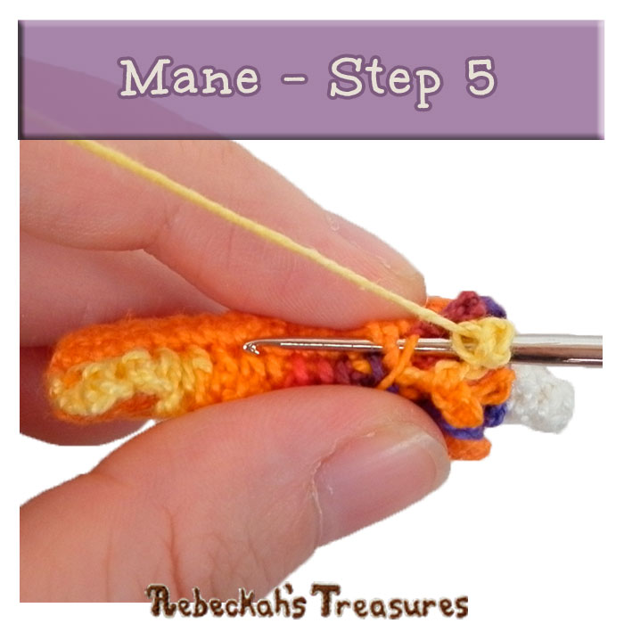 WIP Picture 37 | Crocheting the Unicorn's Mane via @beckastreasures | FREE Pencil Topper / Finger Puppet Crochet Pattern!