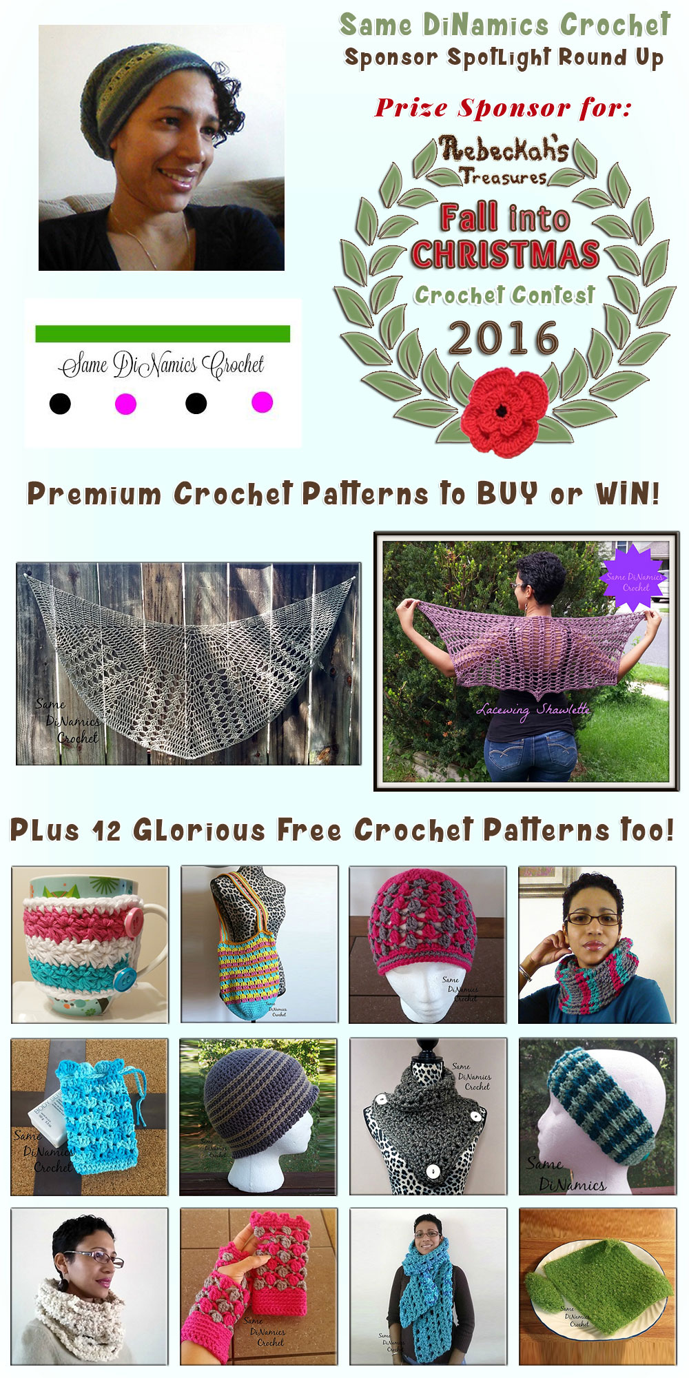 Same DiNamics Crochet - Sponsor Spotlight Round Up via @beckastreasures | 2 Premium + 12 #FREE Crochet Patterns by @samedinamics | #fallintochristmas2016 #crochetcontest #spotlight #crochet #roundup