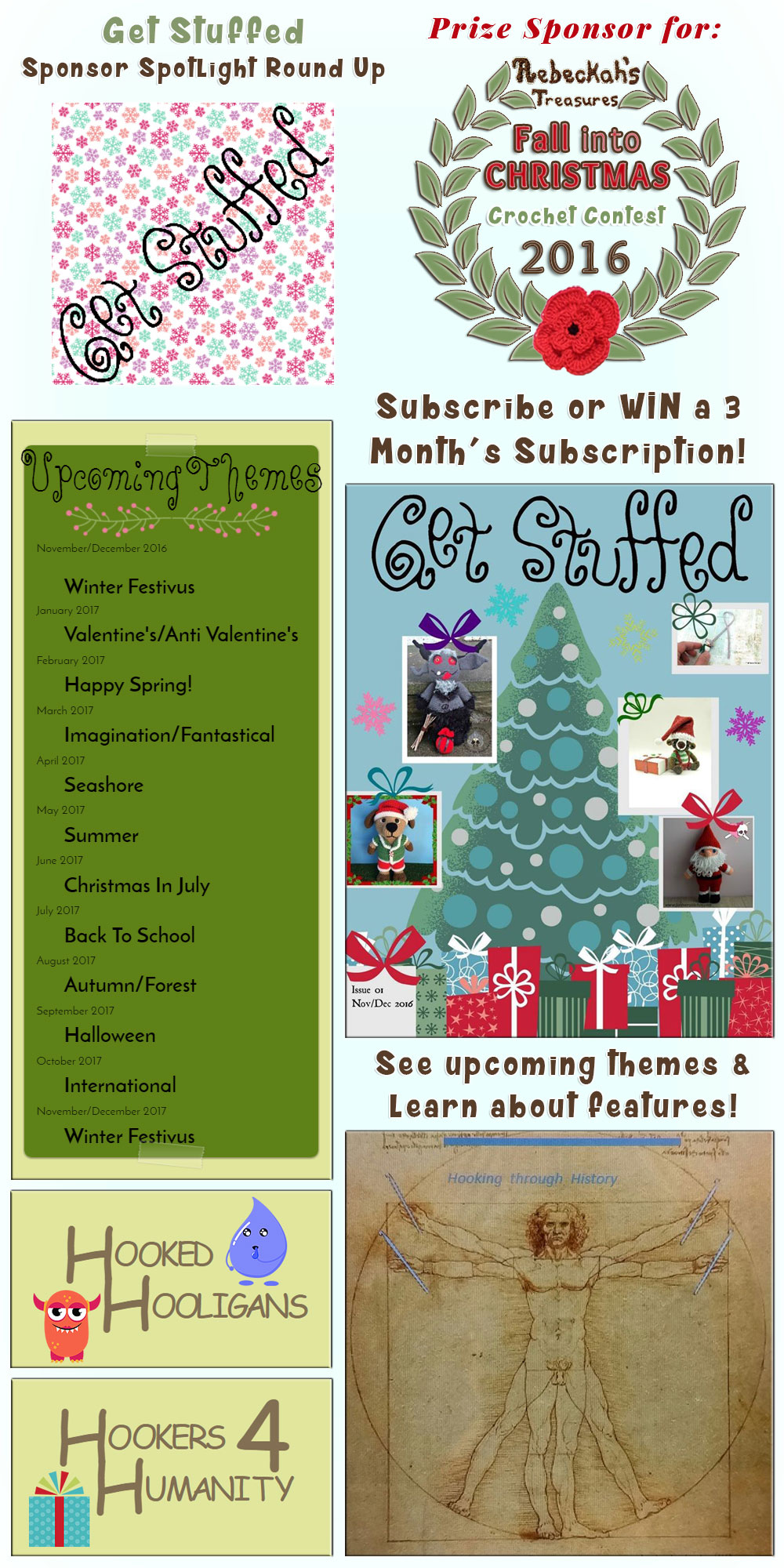 Get Stuffed - Sponsor Spotlight via @beckastreasures | #WIN a 3 month's subscription, see upcoming themes and learn all about some fabulous features from #GetStuffed | #fallintochristmas2016 #crochetcontest #spotlight #crochet #feature