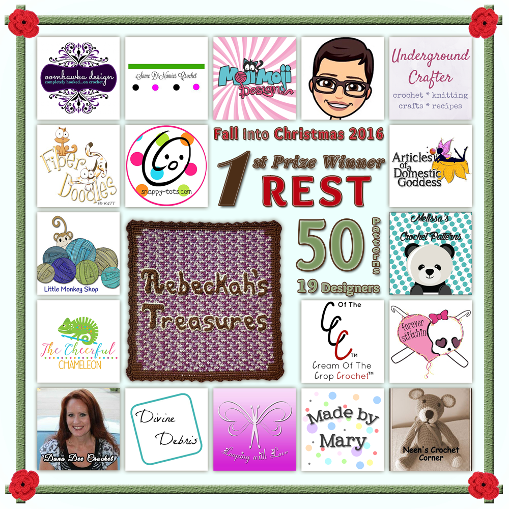 VOTE REST in the Fall into Christmas 2016 crochet contest via @beckastreasures! | Help your favourites win these awesome prizes. | FIRST PRIZE: $12 gift cart + 46 #free #crochet patterns! | Up to 5 votes daily! Vote here: https://goo.gl/mB0UZY #fallintochristmas2016