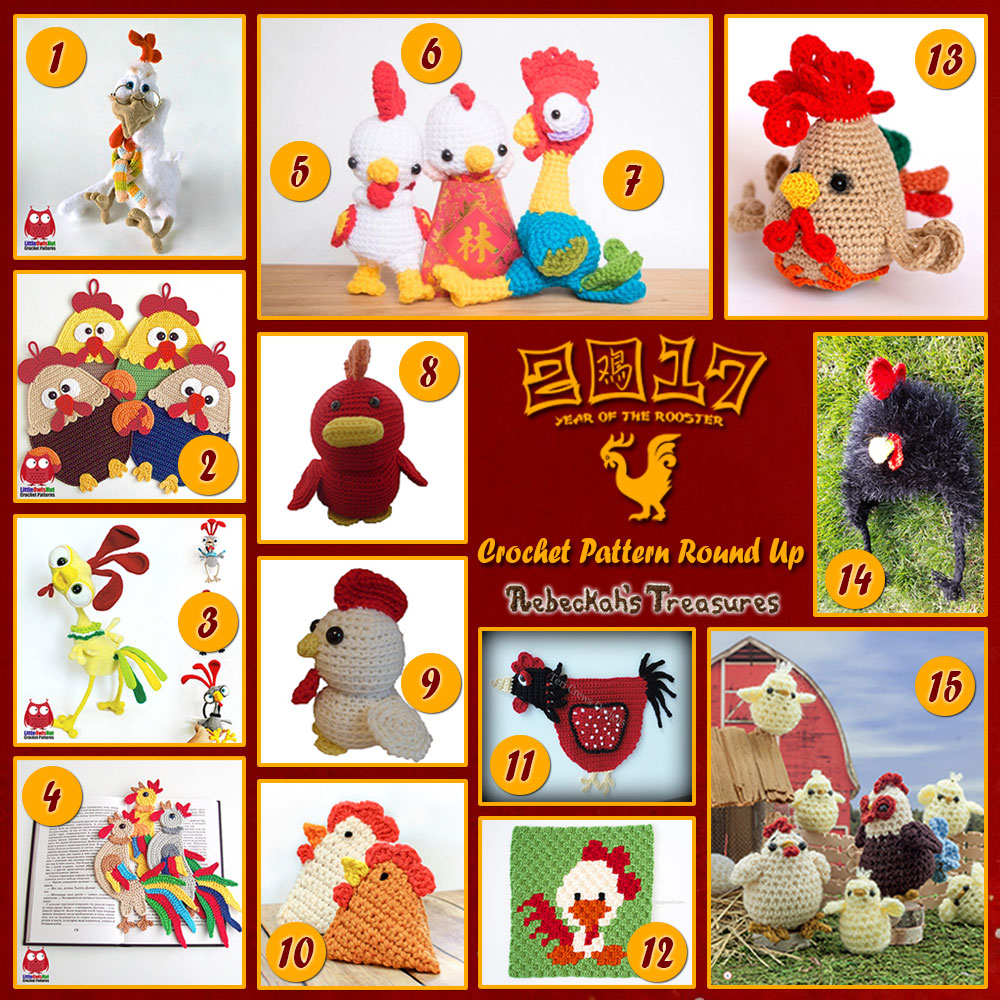 2017 Year of the Rooster Crochet Pattern Round Up by @beckastreasures | Features 15 designs from @LittleOwlsHut @sncxcreations @FreshStitches @petalstopicots #TeriCrewsDesigns @1dogwoof #ErmakElena @SnappyTots @MKCrochet
